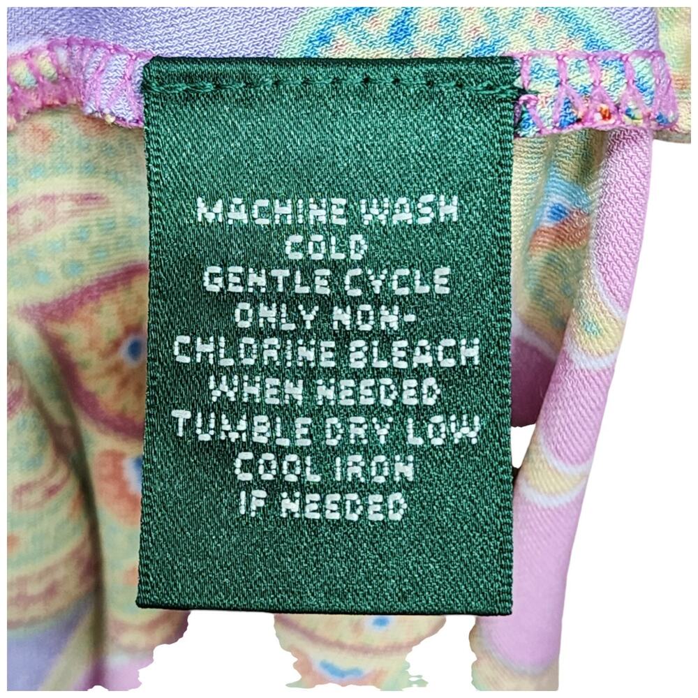 Lauren Ralph Lauren Dress Women’s Large Pink Purple Paisley Faux Wrap Stretch - Picture 16 of 16